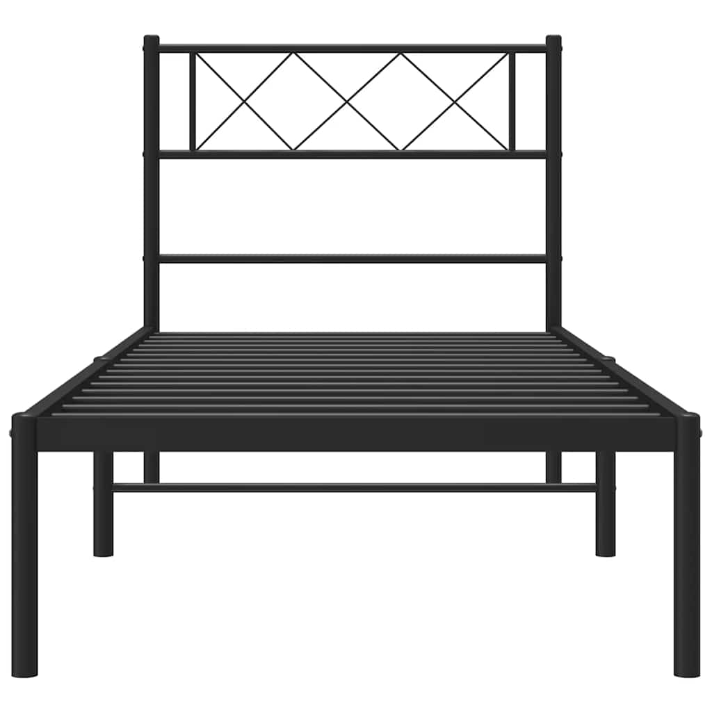 sengeramme med sengegavl 100x200 cm metal sort