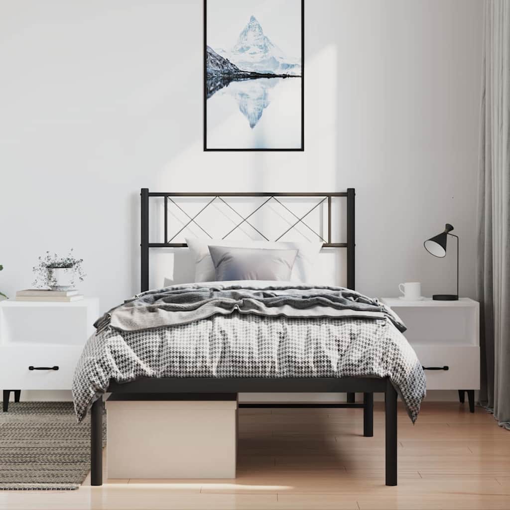 sengeramme med sengegavl 100x200 cm metal sort