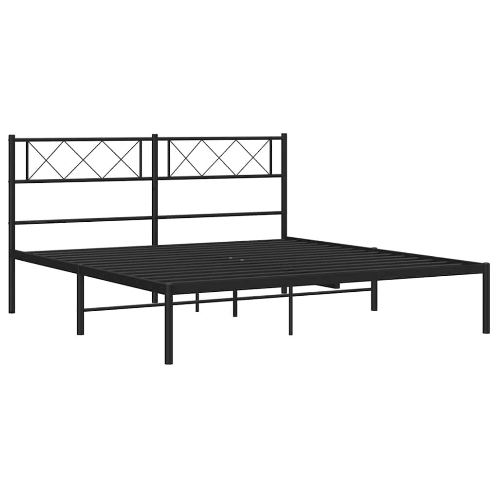 sengeramme med sengegavl 135x190 cm metal sort