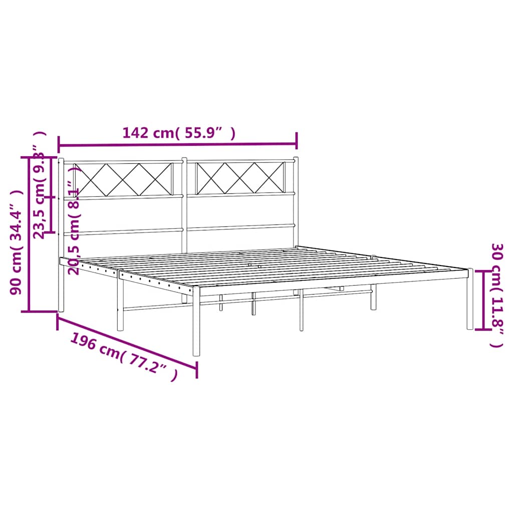 sengeramme med sengegavl 135x190 cm metal sort