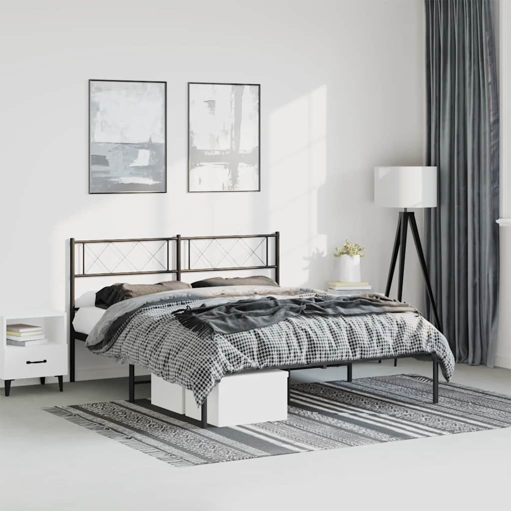 sengeramme med sengegavl 135x190 cm metal sort