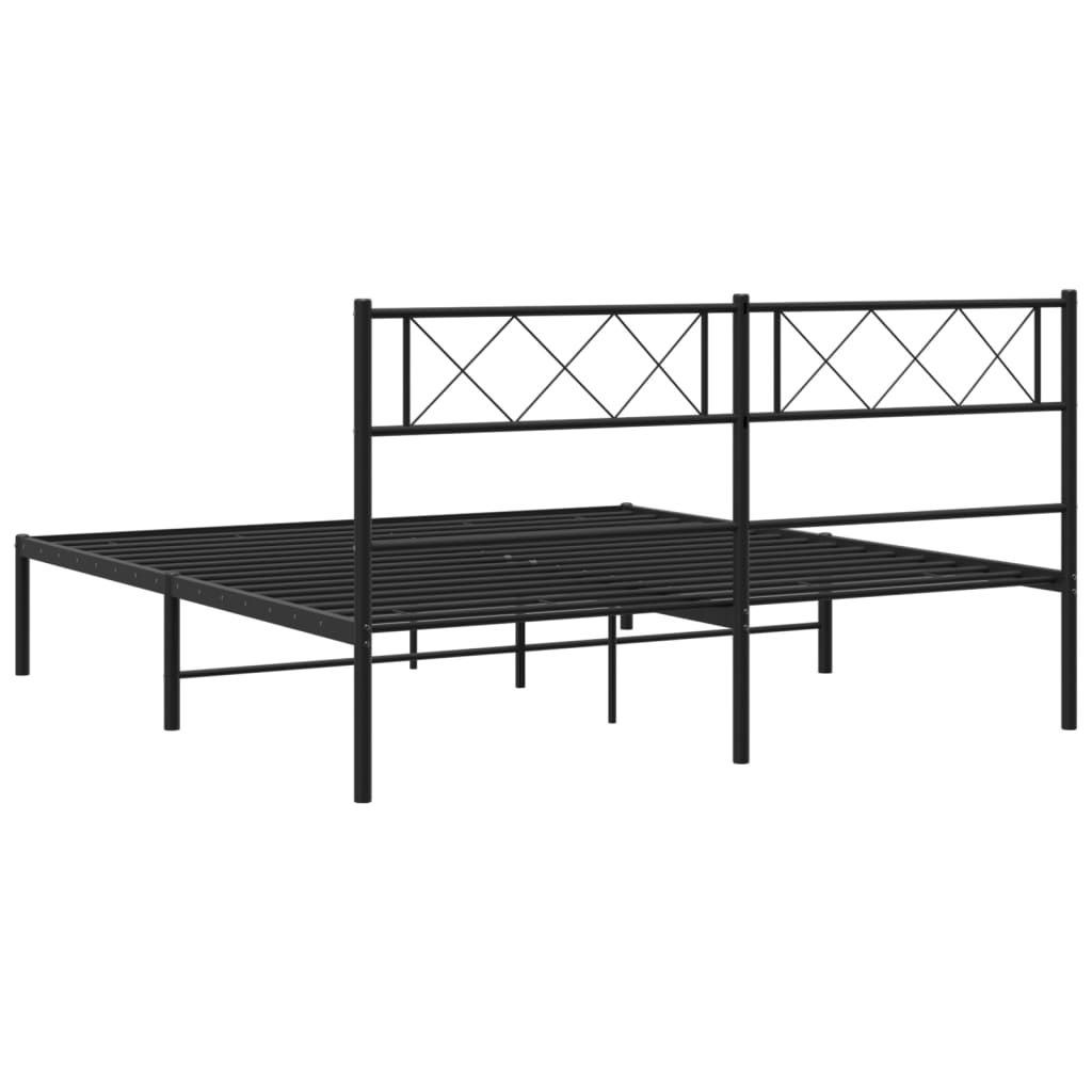 sengeramme med sengegavl 140x200 cm metal sort