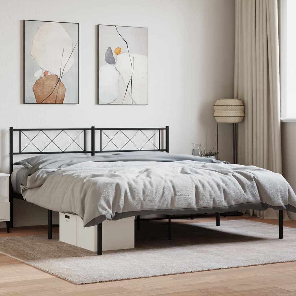 sengeramme med sengegavl 140x200 cm metal sort