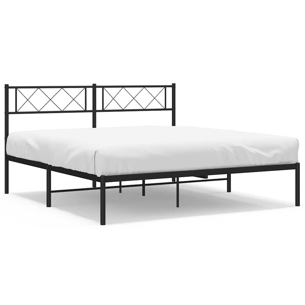 sengeramme med sengegavl 150x200 cm metal sort
