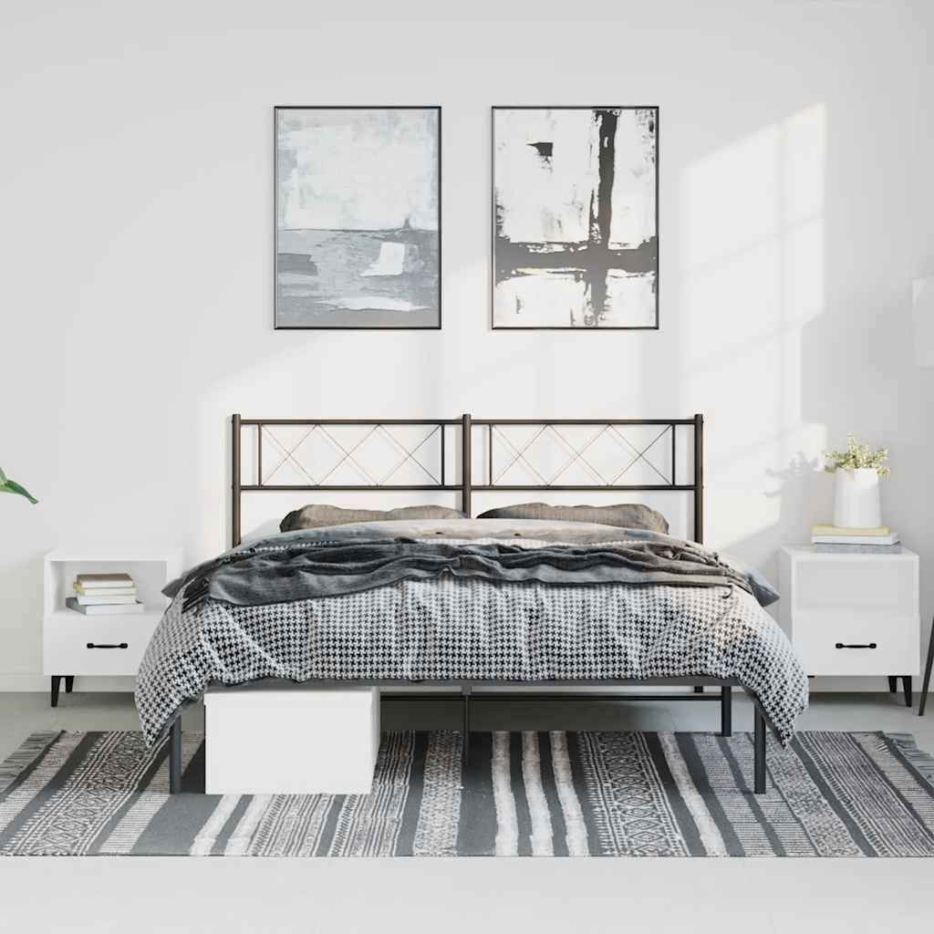 sengeramme med sengegavl 150x200 cm metal sort