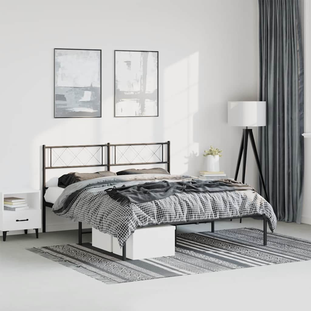 sengeramme med sengegavl 150x200 cm metal sort