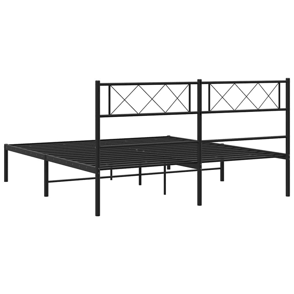 sengeramme med sengegavl 160x200 cm metal sort