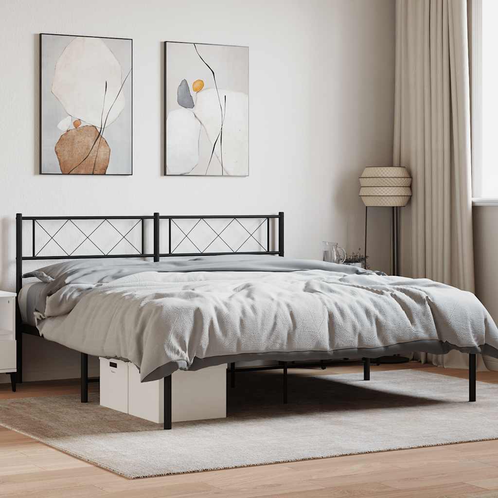 sengeramme med sengegavl 160x200 cm metal sort