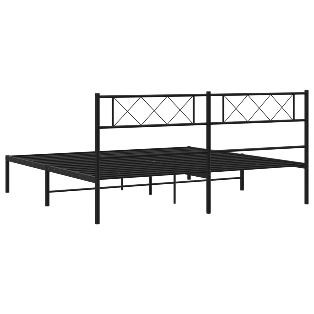 sengeramme med sengegavl 180x200 cm metal sort