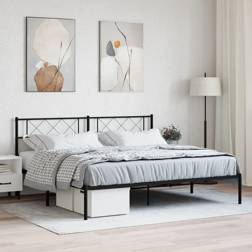 sengeramme med sengegavl 180x200 cm metal sort