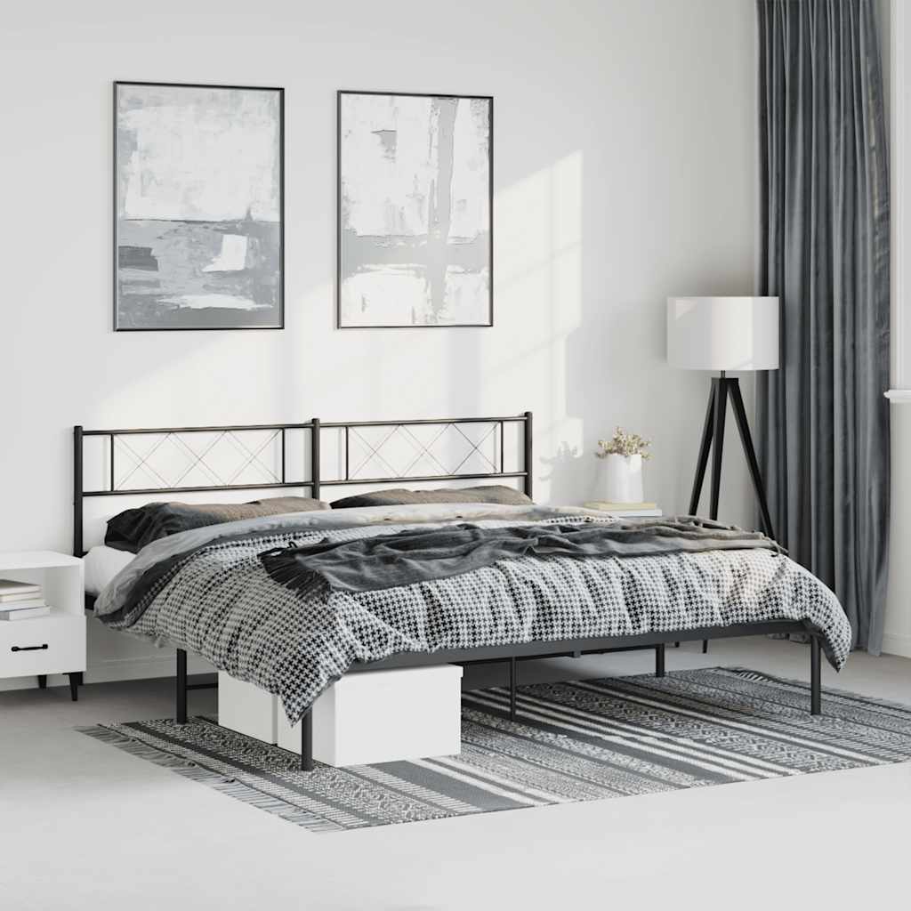 sengeramme med sengegavl 183x213 cm metal sort