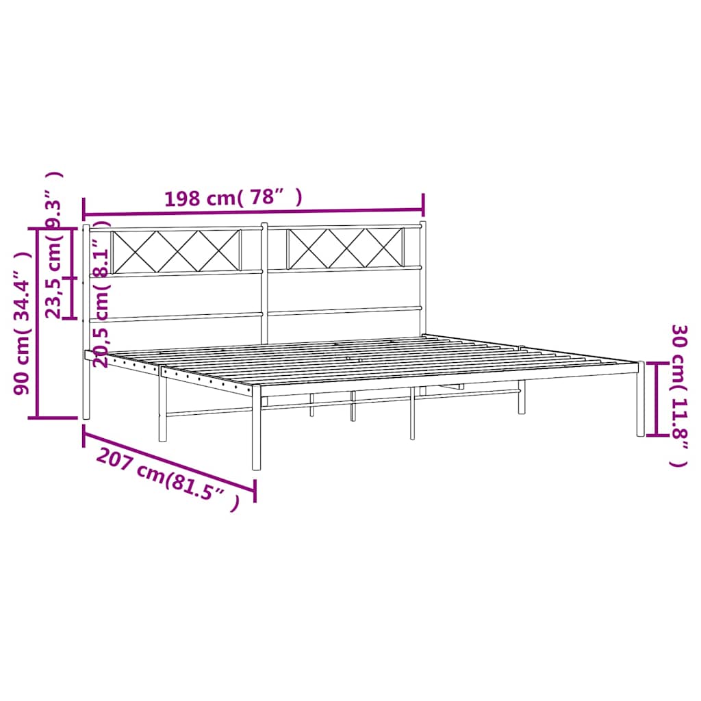 sengeramme med sengegavl 193x203 cm metal sort