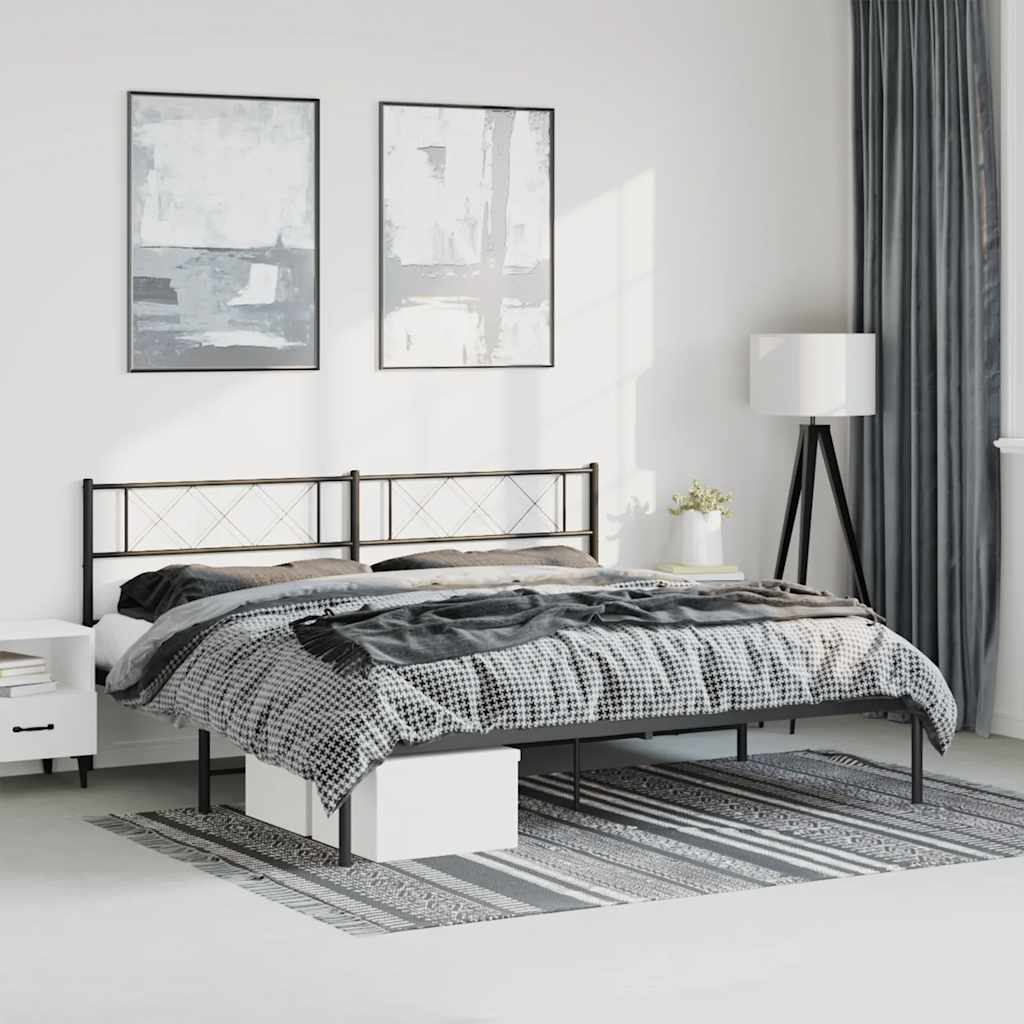 sengeramme med sengegavl 193x203 cm metal sort