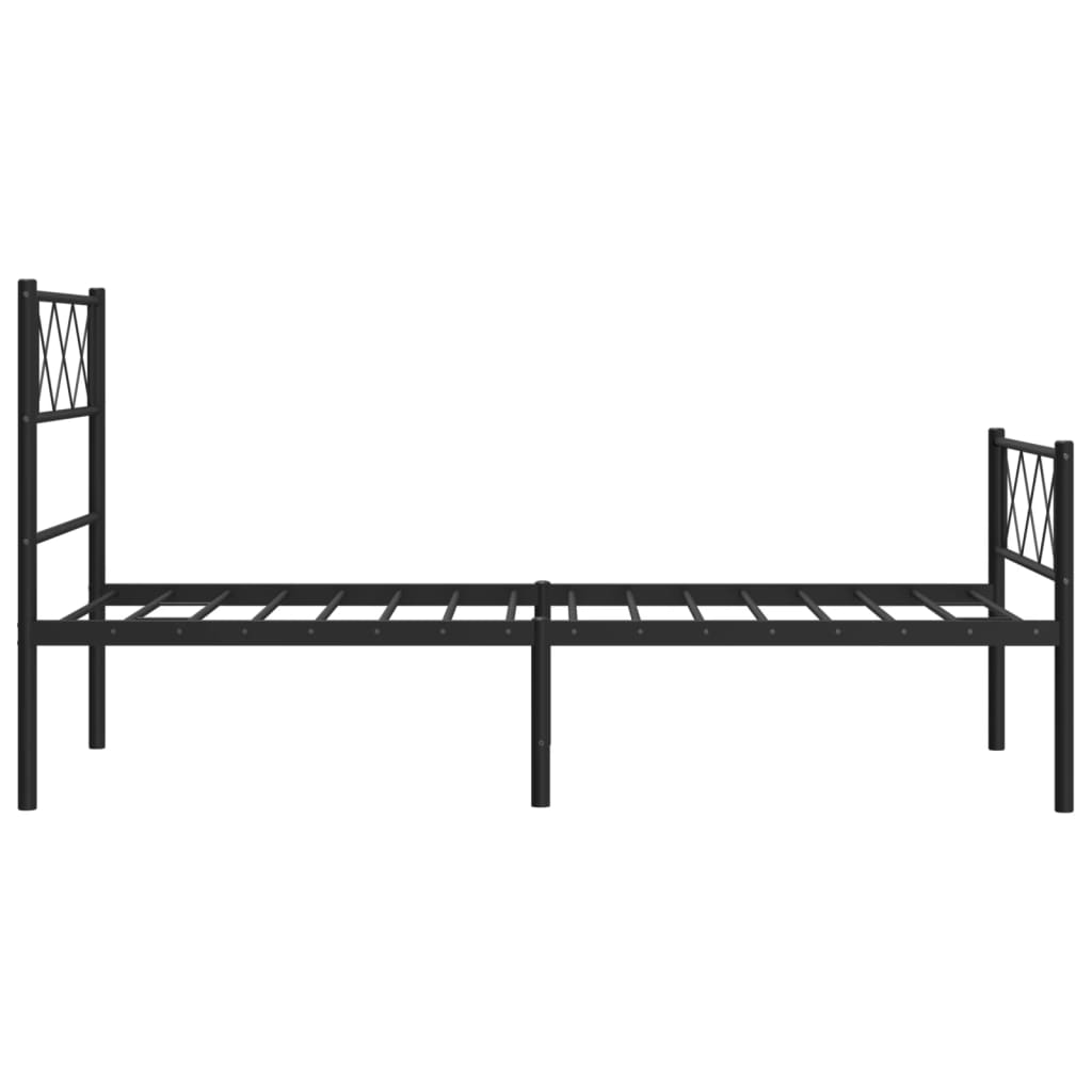 sengeramme med sengegavl og fodgærde 90x200 cm metal sort