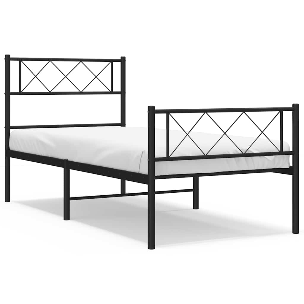 sengeramme med sengegavl og fodgærde 100x190 cm metal sort