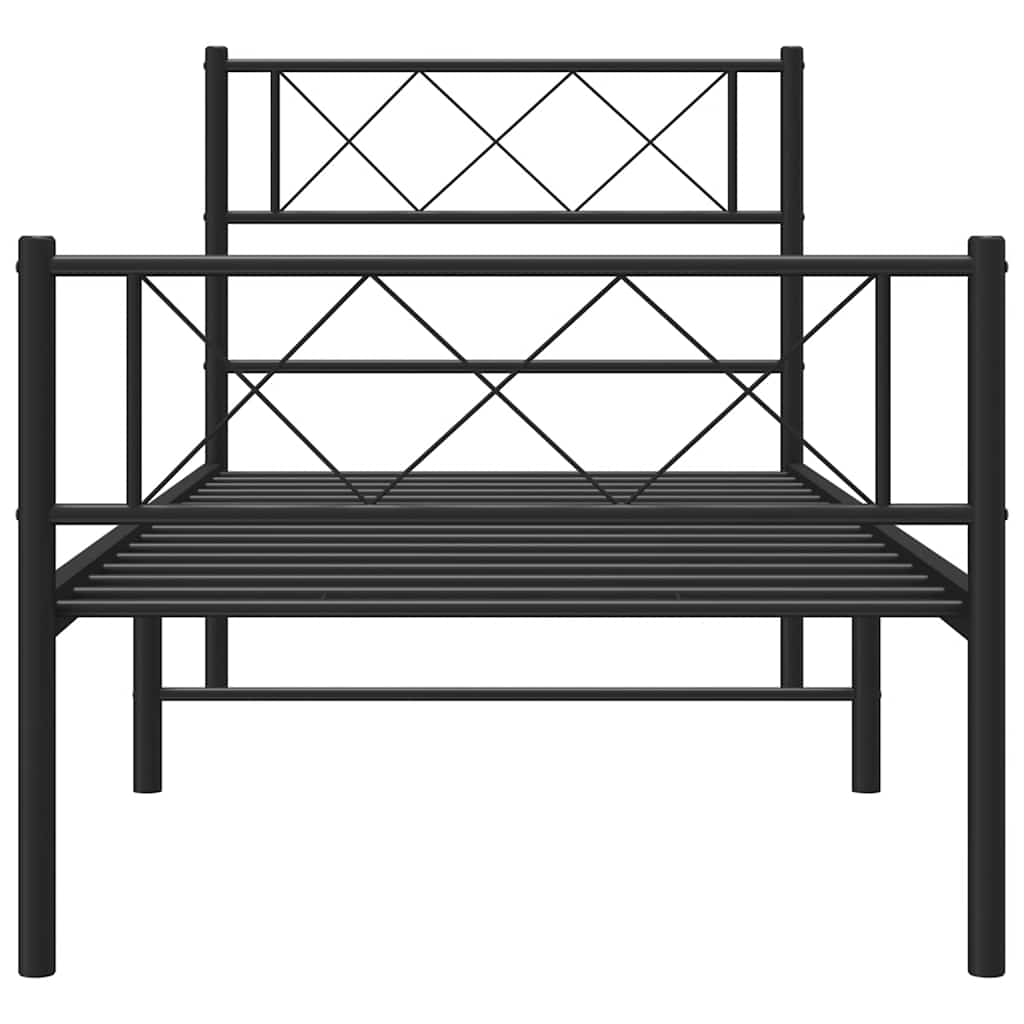 sengeramme med sengegavl og fodgærde 100x190 cm metal sort