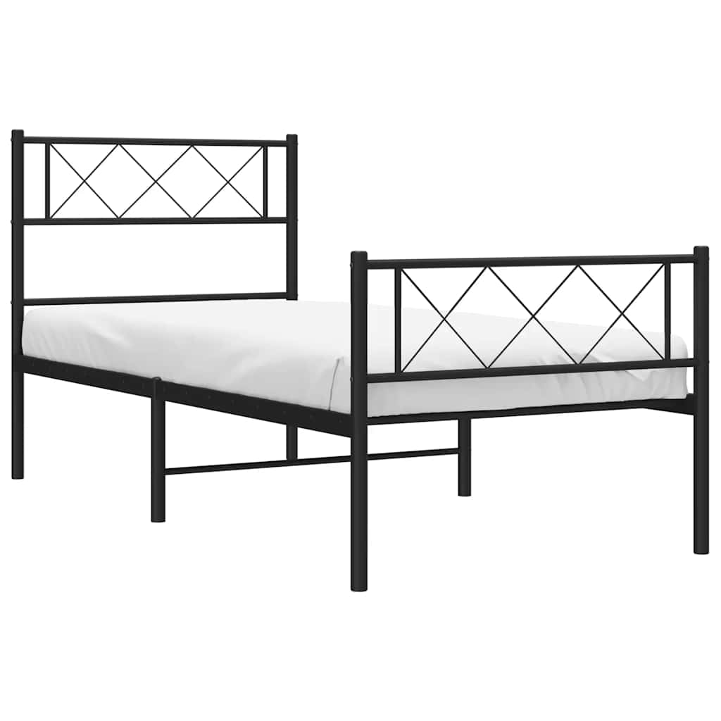 sengeramme med sengegavl og fodgærde 100x200 cm metal sort