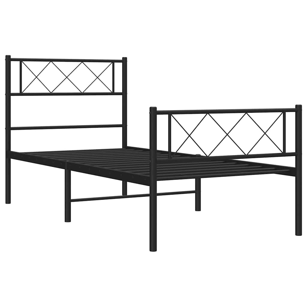sengeramme med sengegavl og fodgærde 100x200 cm metal sort