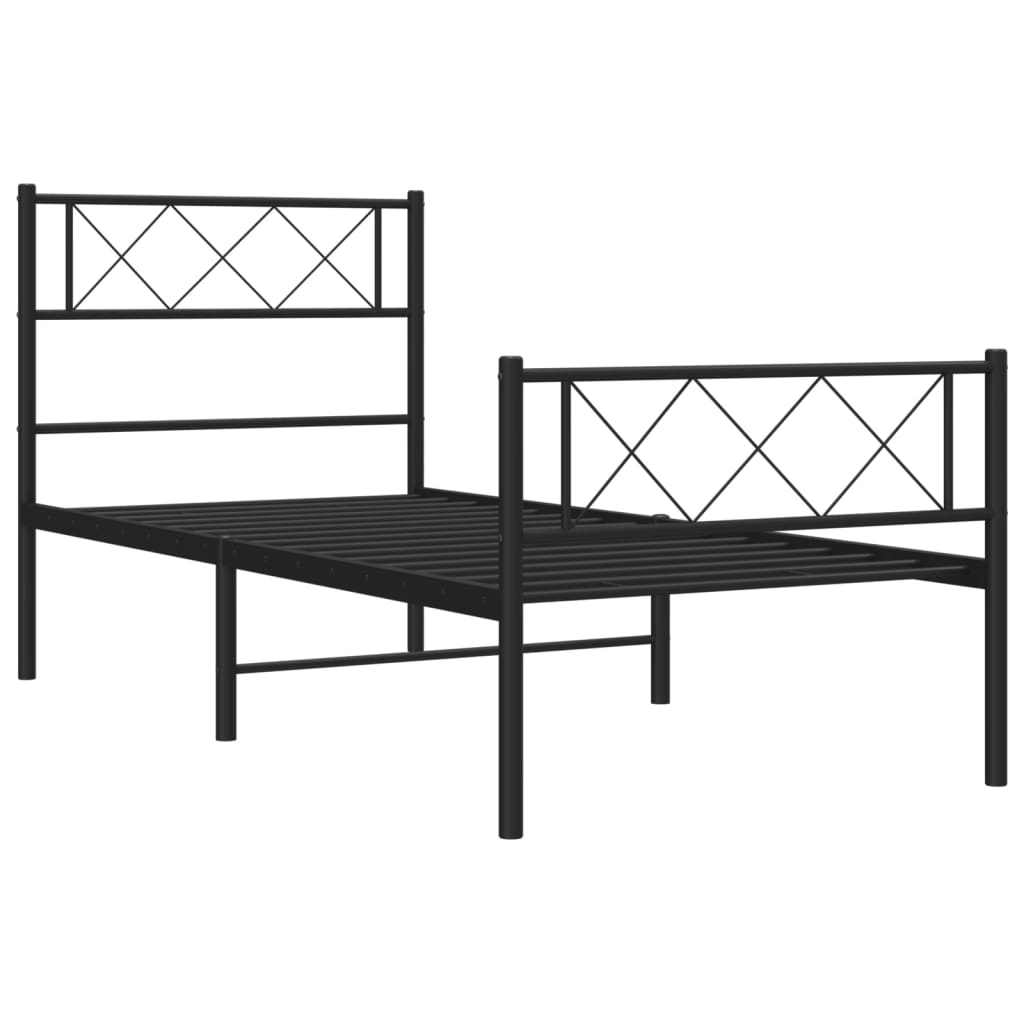 sengeramme med sengegavl og fodgærde 107x203 cm metal sort