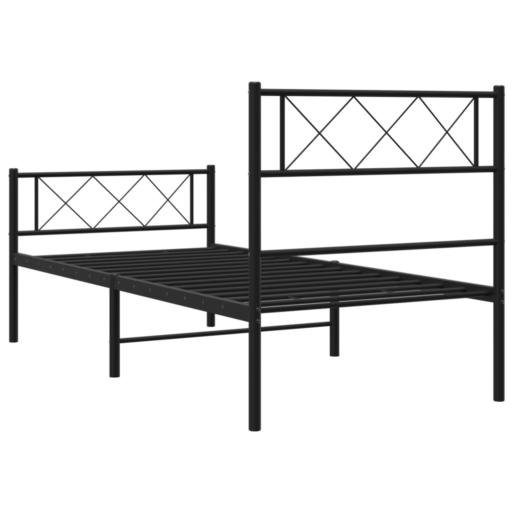sengeramme med sengegavl og fodgærde 107x203 cm metal sort