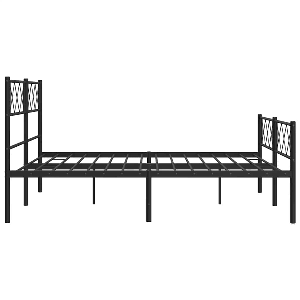 sengeramme med sengegavl og fodgærde 135x190 cm metal sort