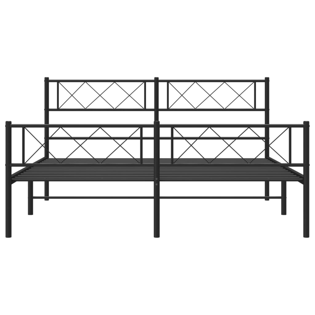 sengeramme med sengegavl og fodgærde 140x190 cm metal sort