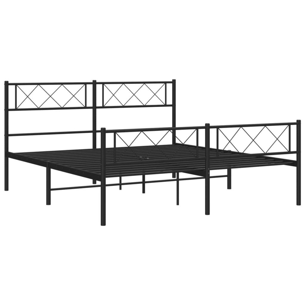 sengeramme med sengegavl og fodgærde 140x190 cm metal sort
