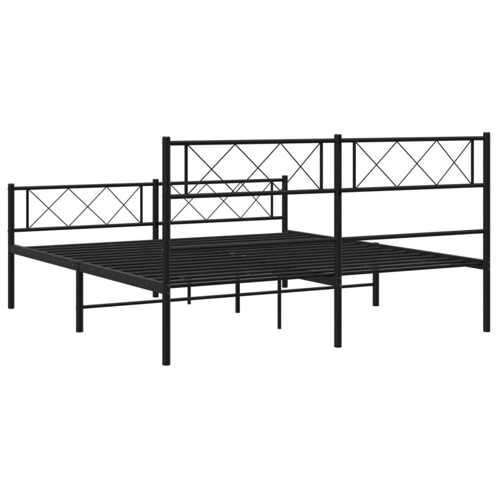 sengeramme med sengegavl og fodgærde 140x190 cm metal sort