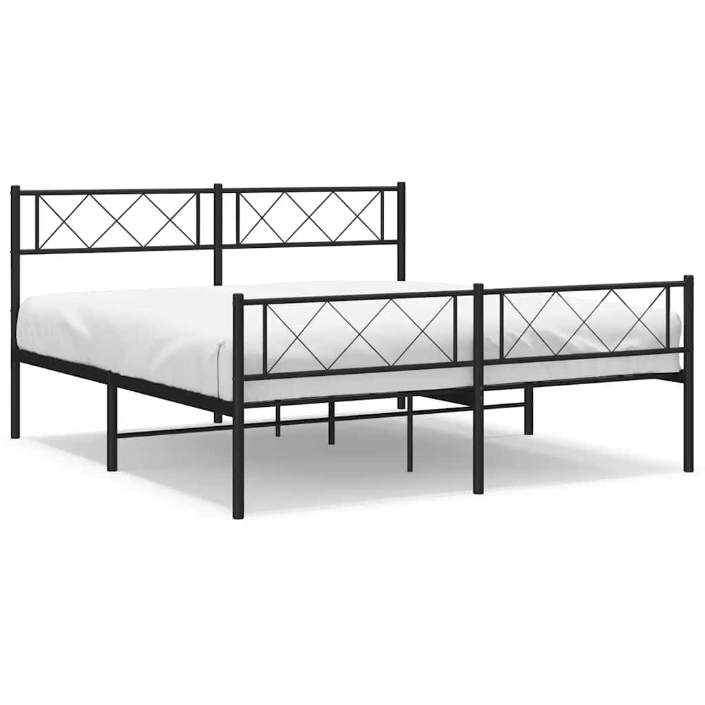 sengeramme med sengegavl og fodgærde 150x200 cm metal sort