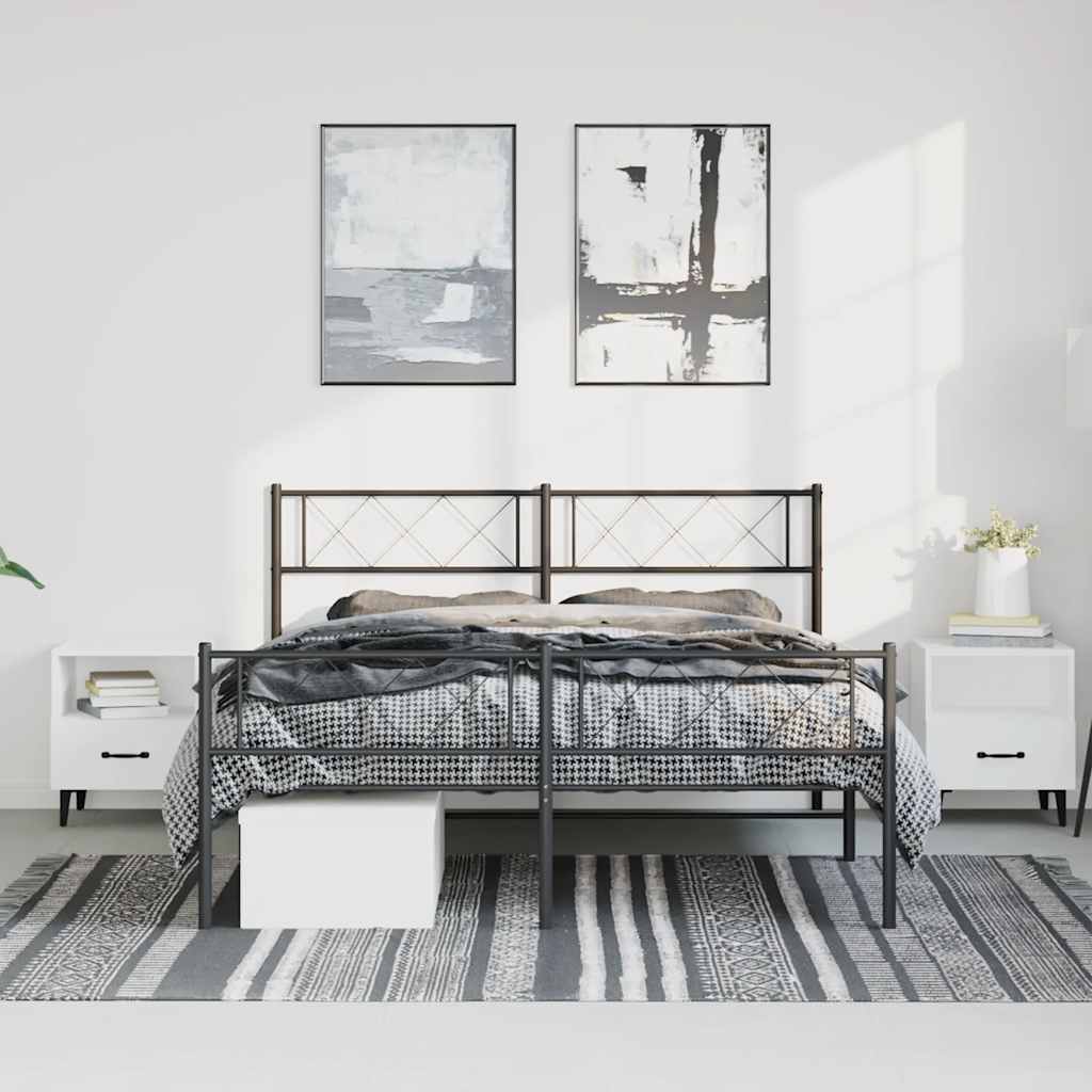 sengeramme med sengegavl og fodgærde 150x200 cm metal sort