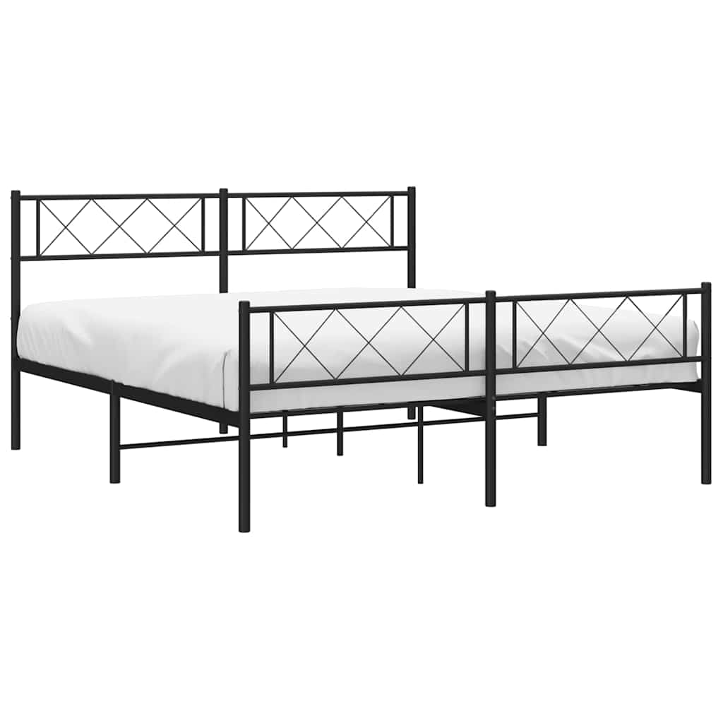 sengeramme med sengegavl og fodgærde 150x200 cm metal sort