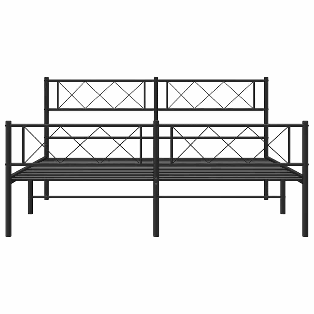 sengeramme med sengegavl og fodgærde 150x200 cm metal sort