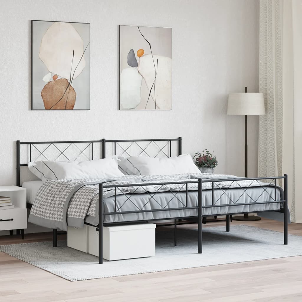 sengeramme uden madras med fodgærde 180x200 cm sort