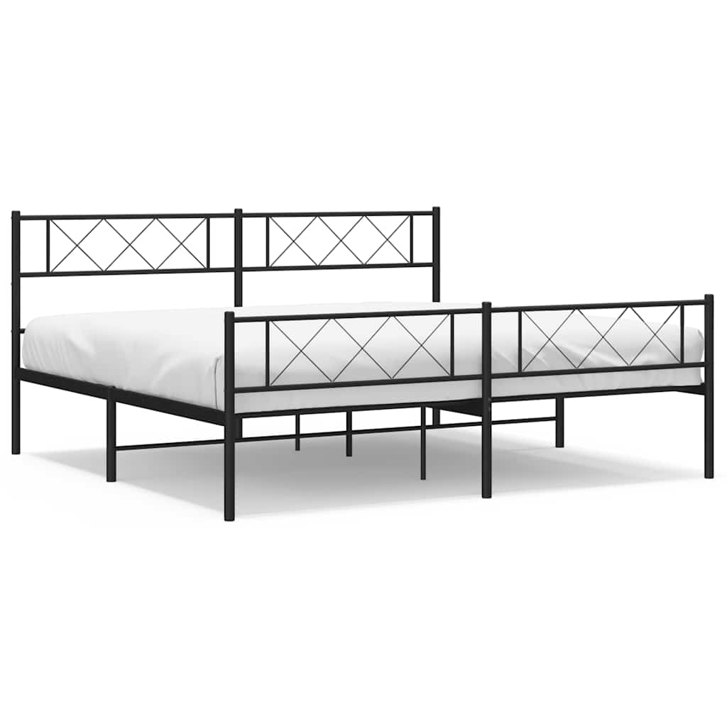 sengeramme med sengegavl og fodgærde 183x213 cm metal sort