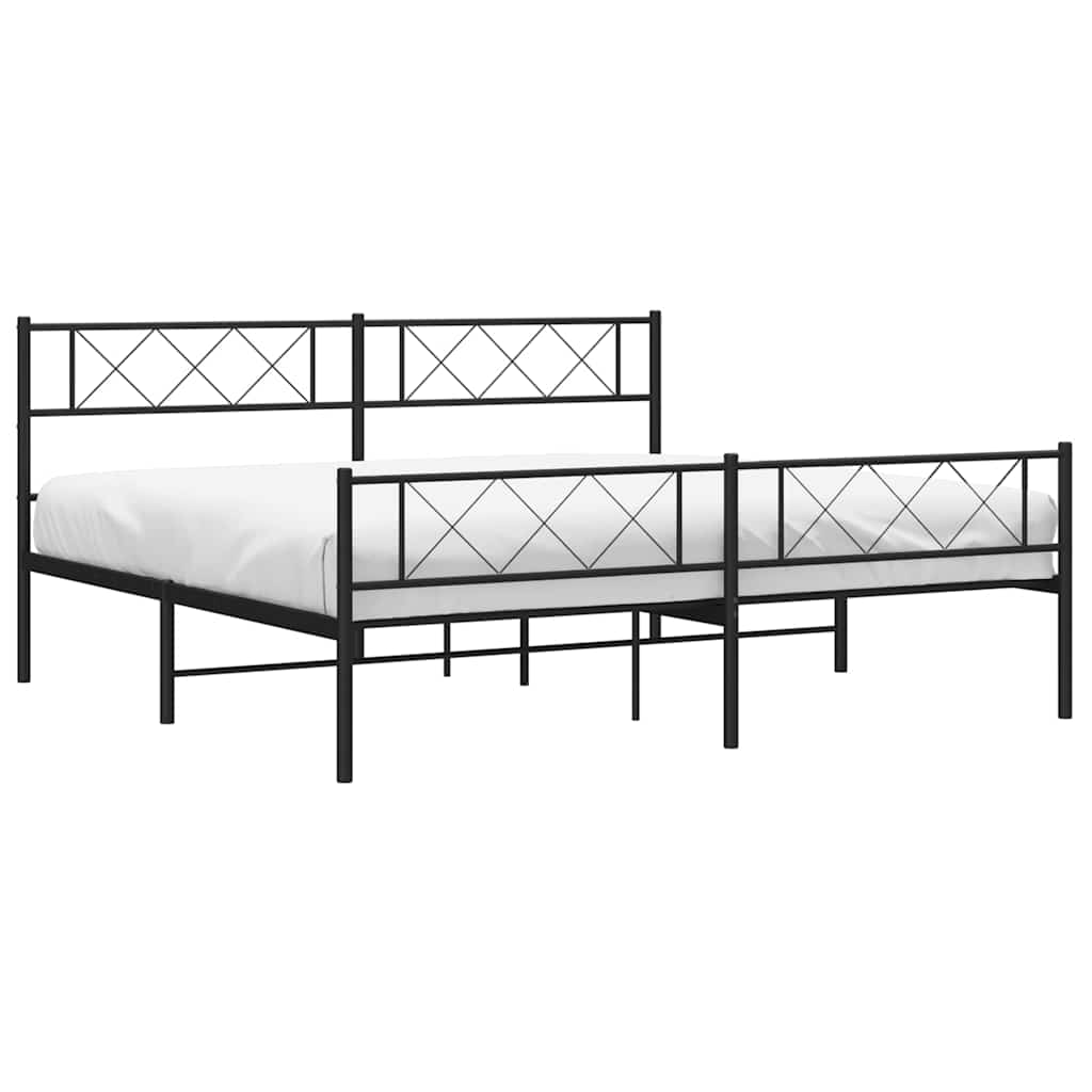 sengeramme med sengegavl og fodgærde 193x203 cm metal sort