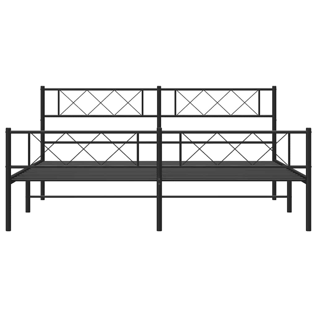 sengeramme med sengegavl og fodgærde 193x203 cm metal sort
