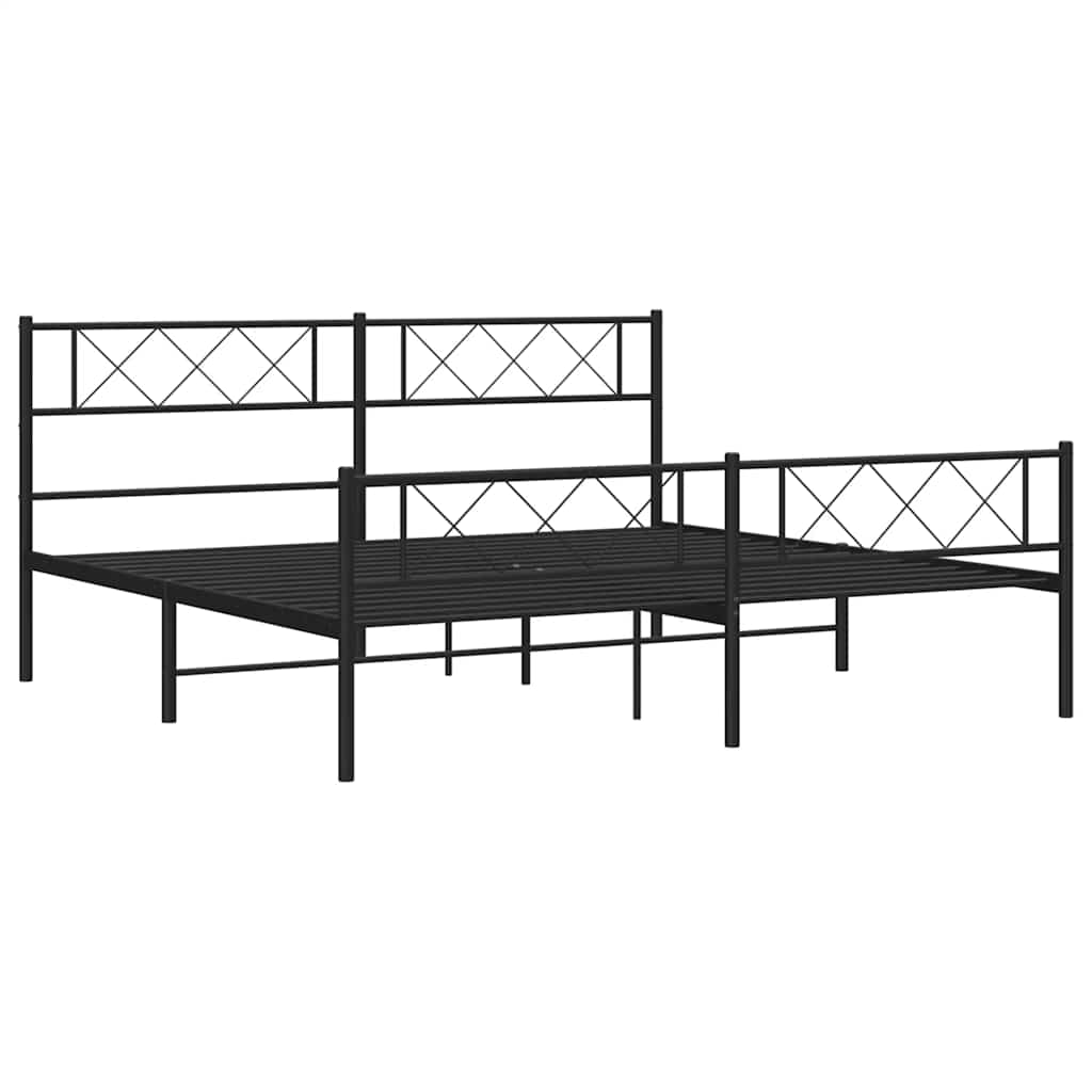 sengeramme med sengegavl og fodgærde 193x203 cm metal sort