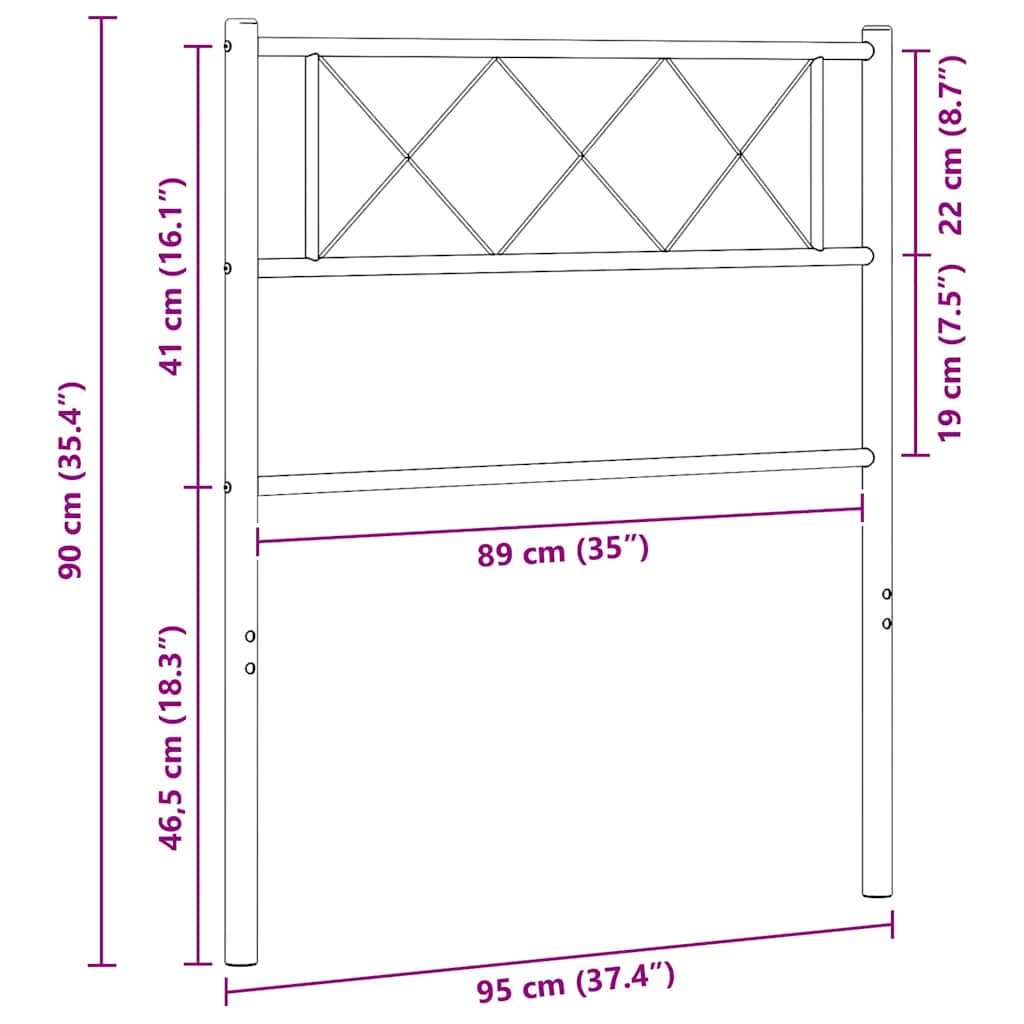 udskiftningsgavl 90 cm metal sort