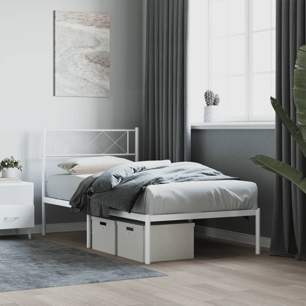 sengeramme med sengegavl 80x200 cm metal hvid