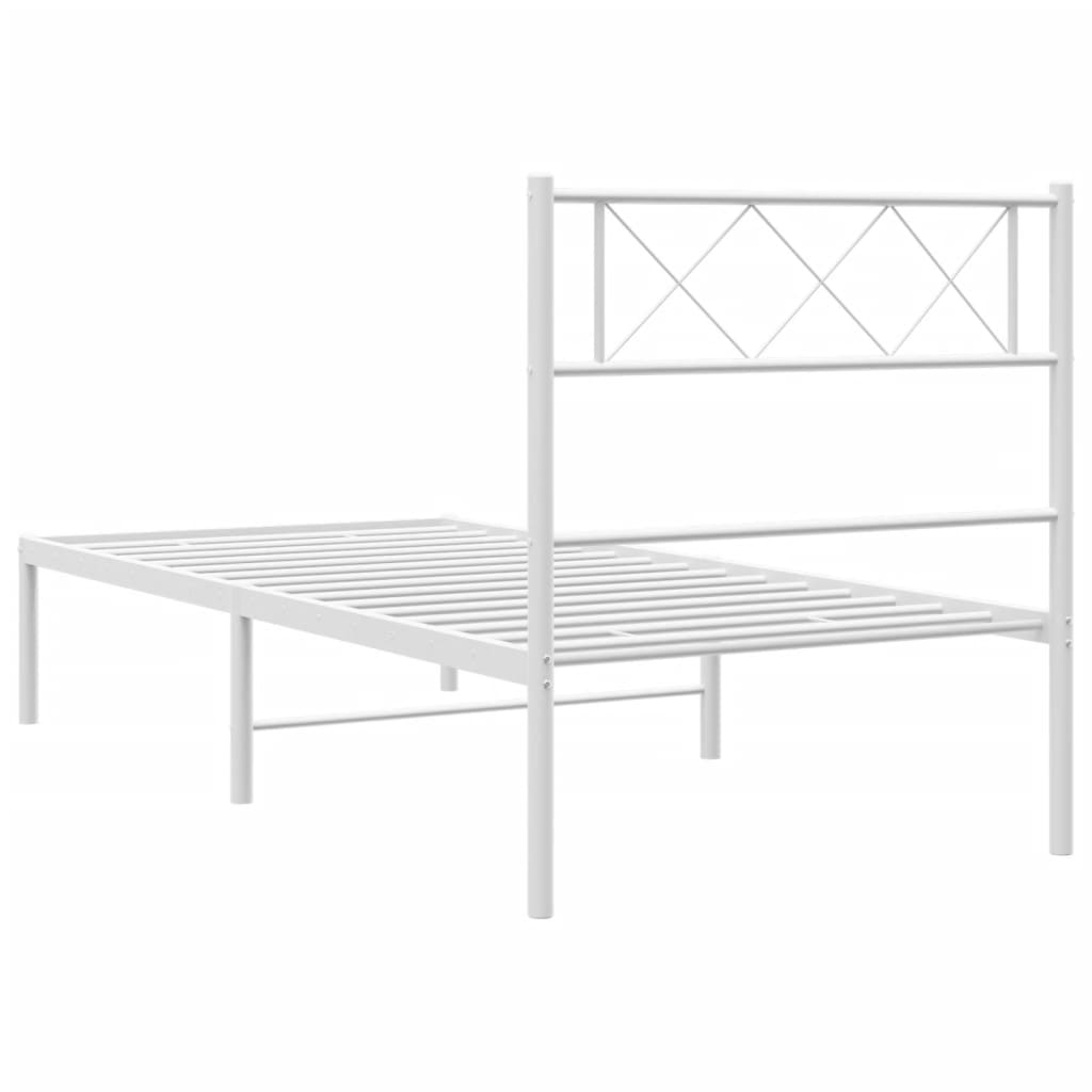sengeramme med sengegavl 90x190 cm metal hvid