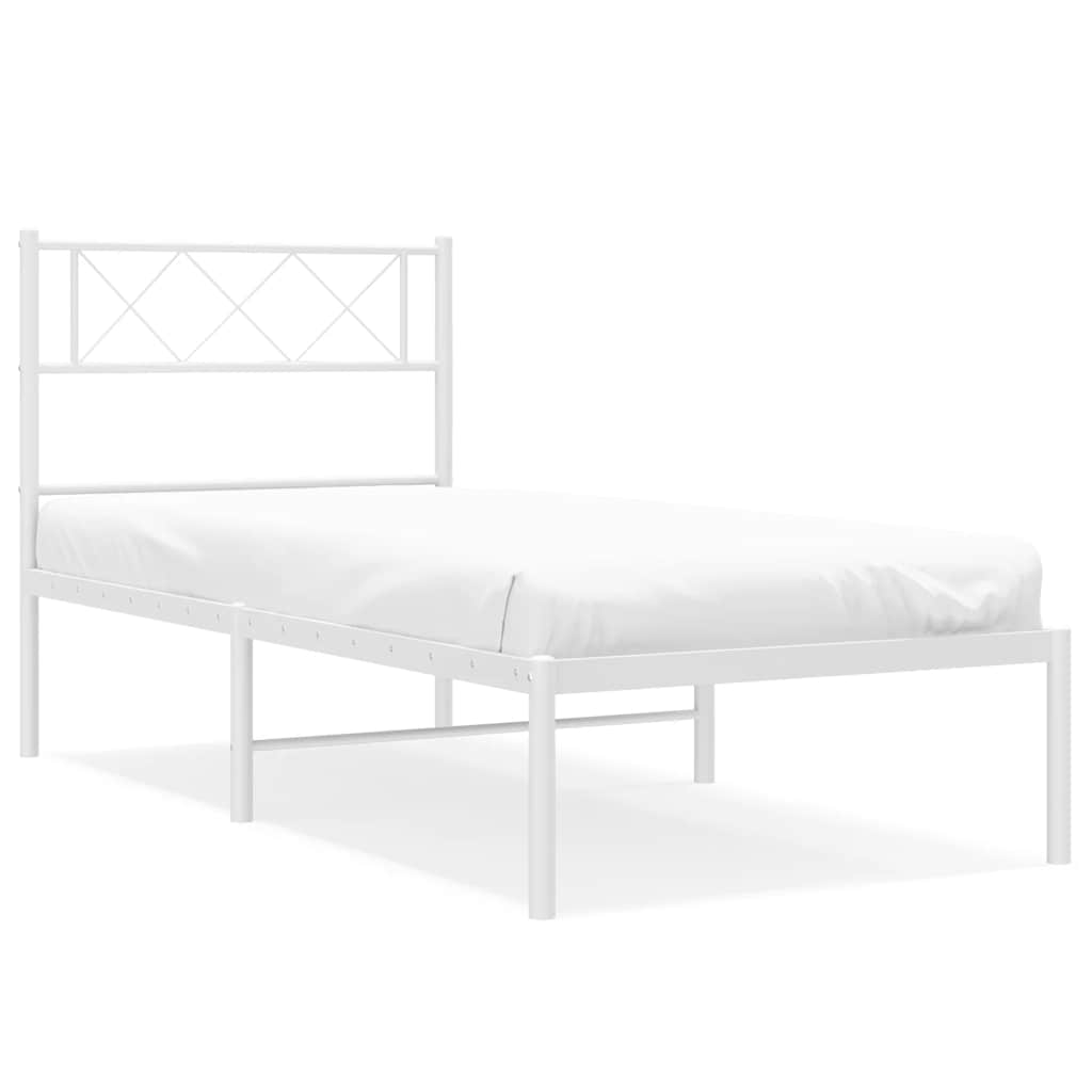 sengeramme med sengegavl 100x190 cm metal hvid