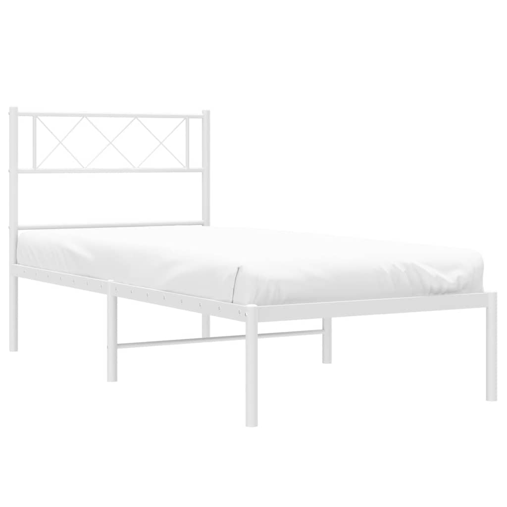 sengeramme med sengegavl 100x190 cm metal hvid