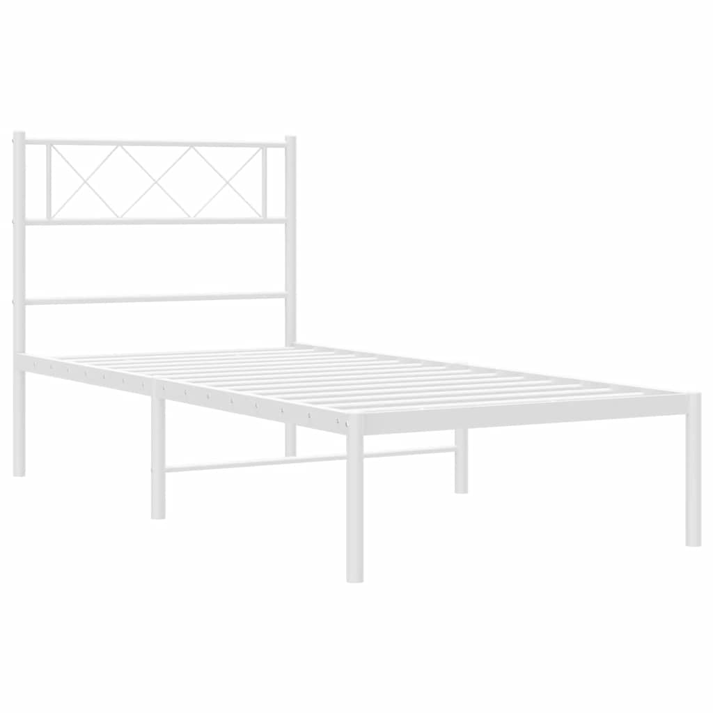 sengeramme med sengegavl 100x190 cm metal hvid