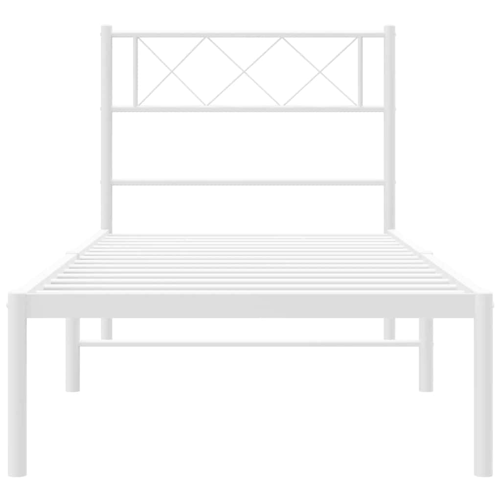 sengeramme med sengegavl 100x190 cm metal hvid