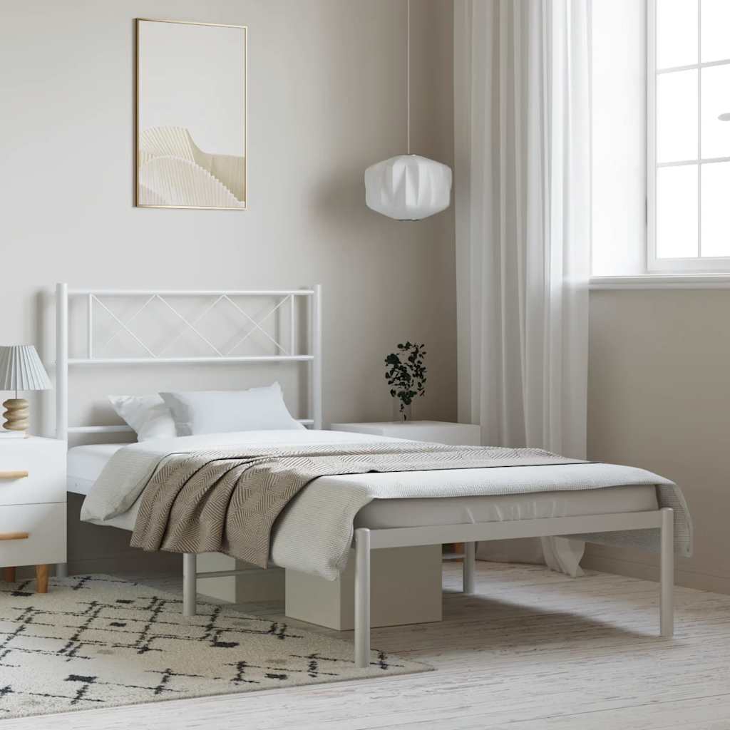 sengeramme med sengegavl 100x190 cm metal hvid
