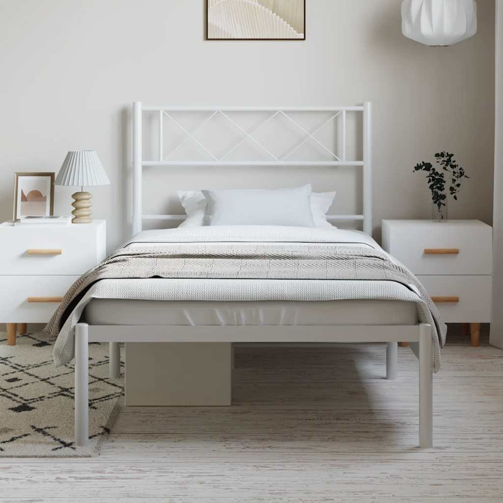 sengeramme med sengegavl 100x200 cm metal hvid