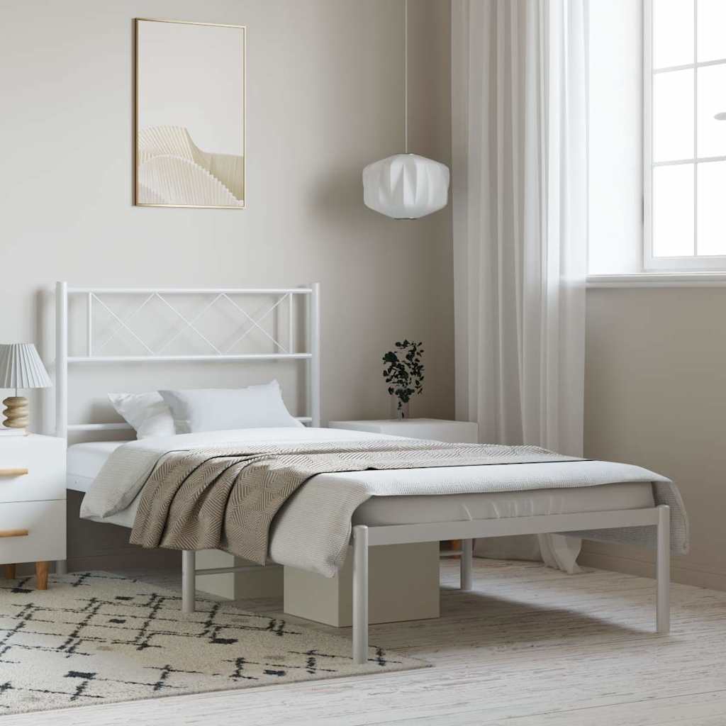 sengeramme med sengegavl 100x200 cm metal hvid