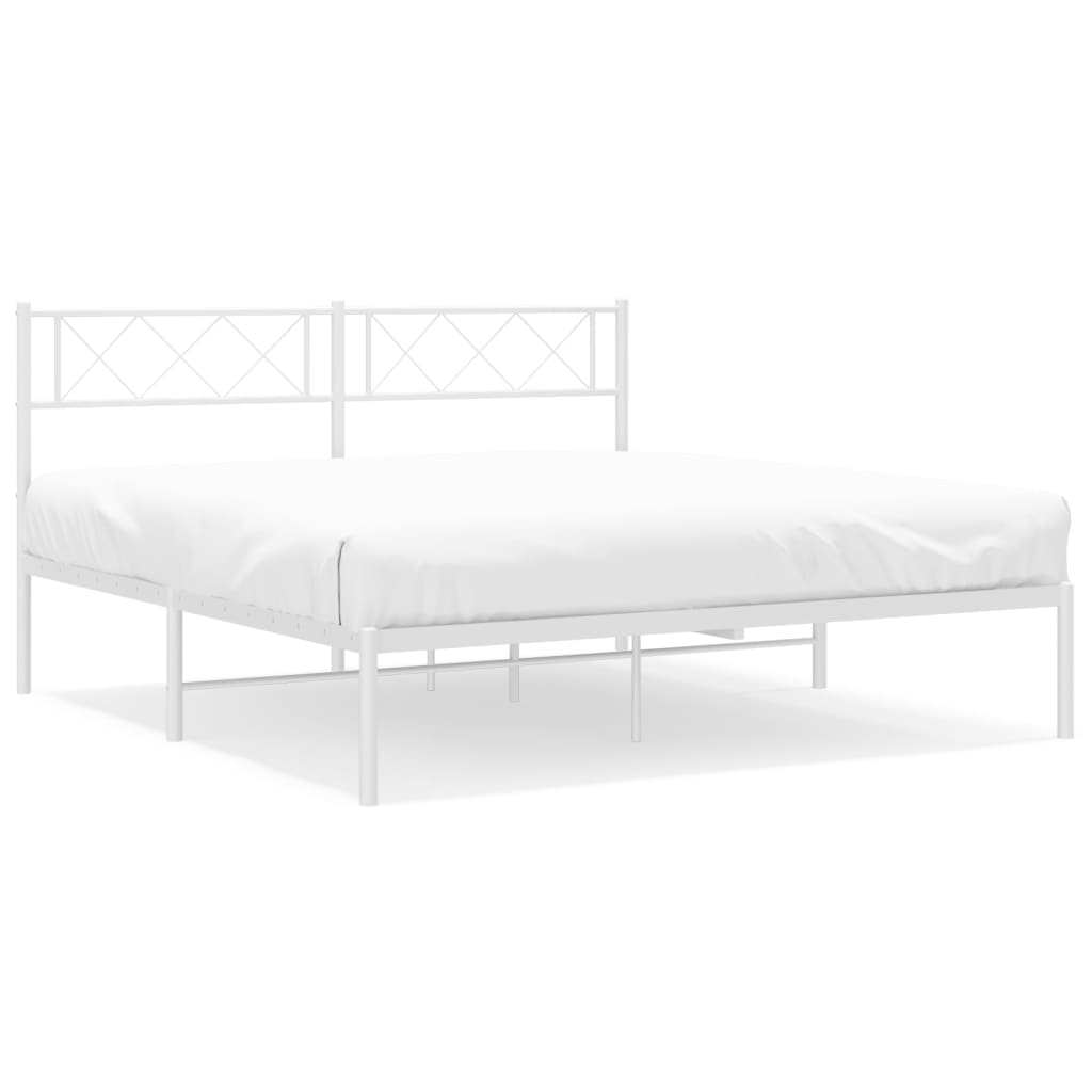 sengeramme med sengegavl 160x200 cm metal hvid