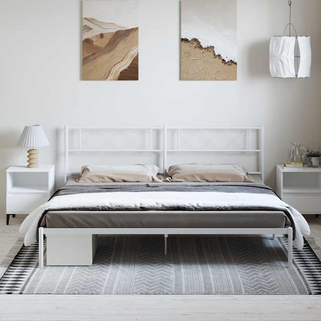 sengeramme med sengegavl 193x203 cm metal hvid