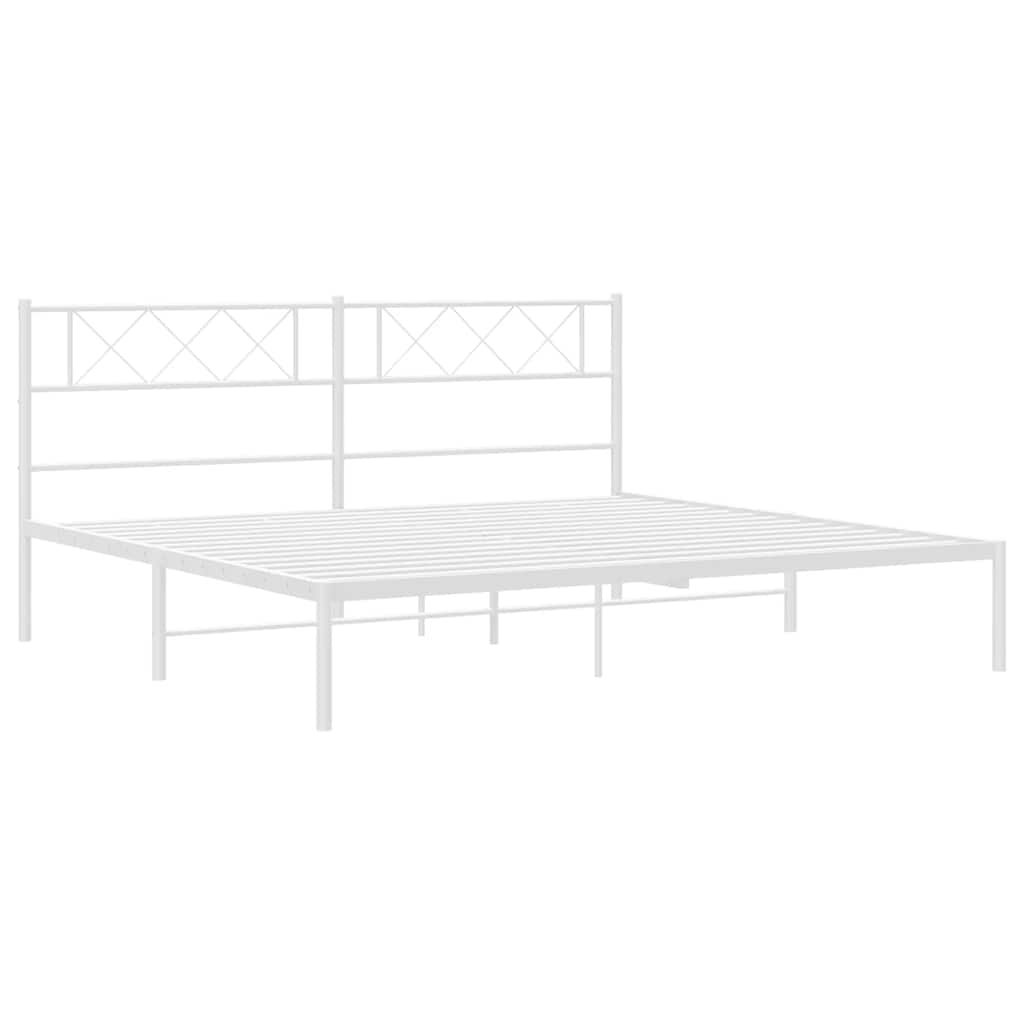 sengeramme med sengegavl 193x203 cm metal hvid
